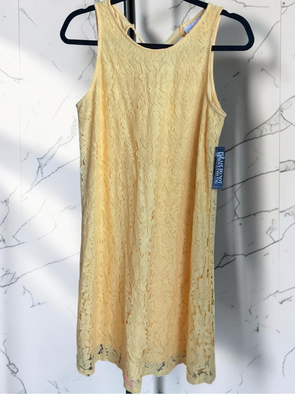 Yellow Lace Tie-Back Women's Dress,P2P:20”, L:36”, NWT